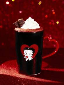 Betty Boop x SHEIN 卡通人物和嘴唇图案400毫升陶瓷马克杯，礼品创意，派对，节日，情人节