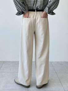 DAZY Solid Color Beige Straight-Leg Commuter Suit Pants For Men, Autumn - Beige - View 2
