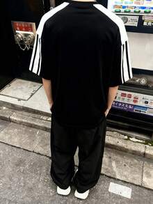 Manfinity Dauomo Men's Casual Text & Letter Graphic Short Sleeve T-Shirt - Black - View 2