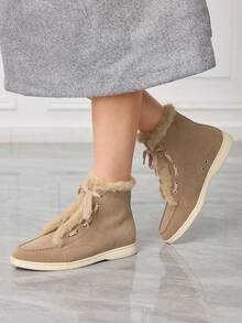 Sleekvia Women's Casual Lace-Up Ankle Boots With Thermal Lining, Winter Valentine's Day