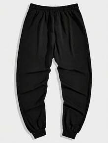 ROMWE MEN Goth Men's Graphic Print Casual Drawstring Sweatpants - Black - View 2