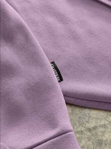 AXEPEAK Áo nỉ dài tay dáng rộng có mũ dành cho nam - Màu tím - Xem 5