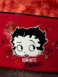 Betty Boop x SHEIN 400 Ml Cartoon Character Heart Floral Printed Ceramic Mug,,Gift Ideas,Party,Holiday,Valentine's Day - Burgundy - View 5