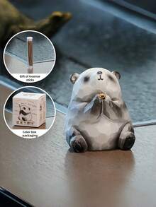 POKOJA LAND 1个迷你青蛙熊猫香炉，可爱宠物祝福设计，陶瓷树脂材质，桌面装饰，锥形香薰棒，适用于芳香疗法、冥想、祈福，是送给女性、男性、朋友、办公室、家庭、书房装饰、禅意放松、新奇热门商品 - 彩色 - 查看 2