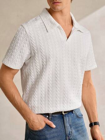 Manfinity CityGents Camisa polo de punto de unicolor y textura para hombre