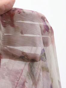 DAZY 女士V领印花收腰连衣裙，度假风 - 紫色 - 查看 7