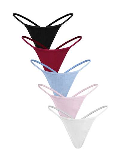 Ocili 5 st/förpackning europeisk och amerikansk stil ren bomullstrosor, yogatrånga underkläder, ultratunna enkelsträngade sexiga osynliga sport- och fitnessskydd som inte skaver bekvämt