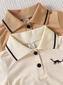 SHEIN Genkimix Kids 2-5件/套 新款婴儿幼儿夏季短袖polo衫 时尚婴幼儿服装套装，2套4件组合 - 彩色 - 查看 6