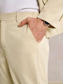 Manfinity CityGents Men's Casual Commuter Lapel Neck Suit Jacket And Pants Set, Autumn - Apricot - View 6