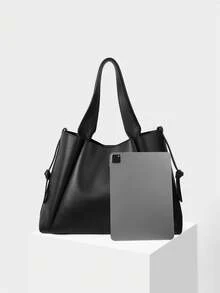 MOTF PREMIUM WOMEN'S MINIMALIST LARGE-CAPACITY TOTE BAG, SUITABLE FOR DAILY COMMUTING - Black - View 4