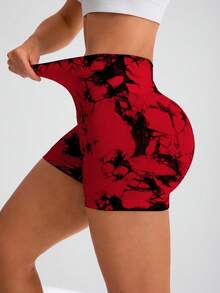 Easithlete 2PCS Women's Tie-Dye Print Casual Fitness Sports Shorts - Multicolor - View 5