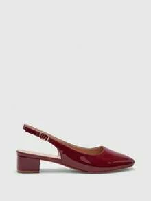 CUCCOO BIZCHIC Damen Spitze Zehen Schnallen Design Mode Alltags Slip-On High Heel Sandalen - Bordeaux - Übersicht 7