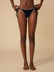 Swim Chiccia Women's Vacation Beach Tie-Side Swimsuit Bottom - Black and White - View 6