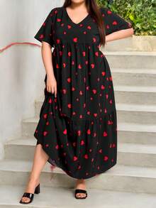SHEIN CURVE+ CURVE PLUS /Ngày Valentine/Đầm maxi cỡ lớn dành cho kỳ nghỉ biển, nghỉ dưỡng, phong cách Boho, mùa hè/đồng quê/trang phục đi biển/trang phục đi biển/đồ đi biển - Nhiều màu - Xem 3