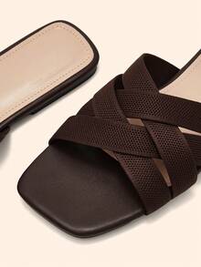 CUCCOO BASICS Sandalias planas versátiles y sencillas de verano para Navidad - Café integral - Ver 5