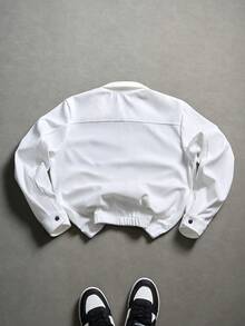 PAVTROS 男士简约黑色灯芯绒夹克 - 白色 - 查看 2