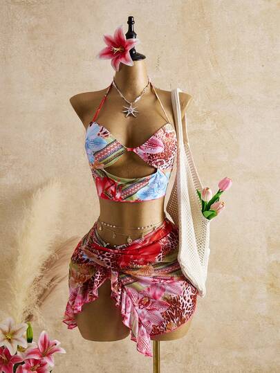 Bellisia 2026 New Women's Swimwear ArrivalFor School,Suitable For Holiday, Date, Afternoon Tea, Western, Cruise, Beach, Island, Road Trip, All Seasons, Music Festival, Boho Vacation,Bohemian Vacation, Chill Autumn ,Western Boho ,Elegant Tops For Women Floral Leopard Print Sexy Metal Decor Beach Vacation Women Camisole Strap Bikini 2026 New Women's Swimwear ArrivalFor School,Suitable For Holiday, Date, Afternoon Tea, Western, Cruise, Beach, Island, Road Trip, All Seasons, Music Festival, Boho Vacation,Bohemian Vacation, Chill Autumn ,Western Boho ,Elegant Tops For Women Beach Skirt Set Summer Two Piece Set Vacation Beach Two Piece Outfit Festival Two Piece Outfit Bikini Skirt Set Bathing Suit 3 Piece Set Three Piece Swimsuit Set Bikini Set 3 Piece Swimwear 3 Pieces Set Vintage Swimsuits For Woman