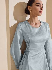 Graceveil Đầm xòe eo bằng vải jacquard thanh lịch dành cho nữ - Màu xanh lam - Xem 6