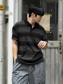 DAZY 男士扎染条纹Polo衫，夏季 - 彩色 - 查看 6