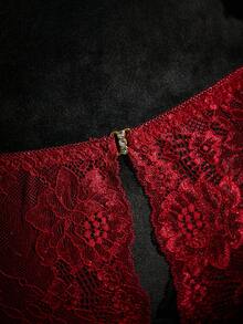 SpicyHot 1pc Women's Sexy Black Lace Panty - Burgundy - View 6