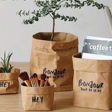 Cirelle Multi-Purpose Kraft Paper Storage Bag – Waterproof & Reusable, Large Bin For Refrigerator, Kitchen Counter, Desktop & Flower Pot Decoration - Multicolor - View 4