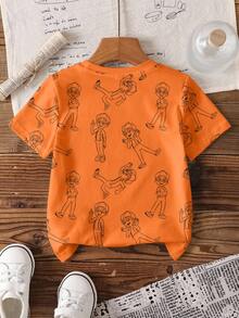 Blippi X SHEIN 男童休闲卡通字母印花短袖T恤，日常穿着及校园风格，夏季 - 白色 - 查看 2