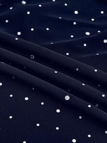 SHEIN ICON Women's Colorful Rhinestone Design Side Slit Hem Sexy Fashion Mini Skirt - Navy Blue - View 8