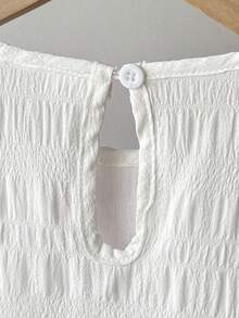 2pcs/Set Tween Girls Floral Ruffle Collar Spring Vacation Beach Style Textured Shirt, Spring/Summer - Multicolor - View 4