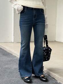 DAZY Girls' Flared Denim Jeans - Blue - View 4