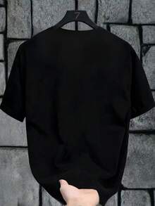 Camiseta De Cuello Redondo Para Adolescentes, Con Letra Estampada En Dibujo Animado - Negro 4 - Ver 2