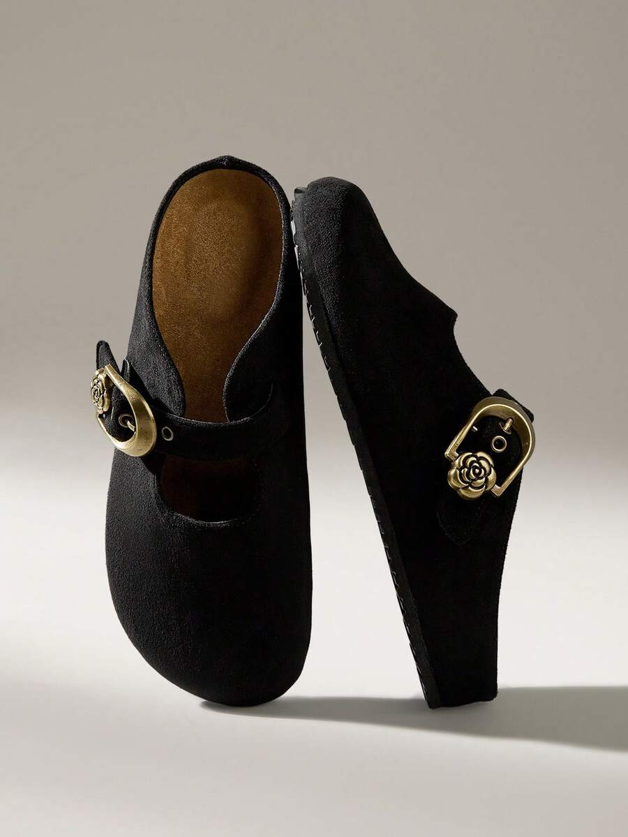 Solecia 女士搭扣设计休闲一脚蹬穆勒鞋 - 黑色 - 查看 1