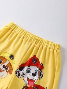 SHEIN | PAW Patrol Young Boy Cartoon Dog Print Short Sleeve T-Shirt And Shorts Set, Casual Daily Commute, Summer - Yellow - View 6