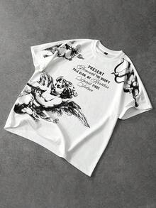 ROMWE MEN 男士文艺复兴印花圆领休闲短袖T恤 - 白色 - 查看 5