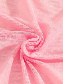 SHEIN 少女樱桃格子吊带连体泳衣，带系带裙摆，两件套，学生海滩度假温泉甜美清新泳装 - 粉色 - 查看 6