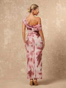 Lumalex 低调奢华的复古风情，闪耀假日派对装扮，适合锐舞节、郊游、游泳度假、波西米亚风、户外派对、婚礼季、宴会、成人礼、海滩、海边、海滩度假、复活节、波西米亚风海滩户外婚礼派对、成人礼、返校派对、情人节约会等场合。优雅的粉色扎染印花网纱单肩褶皱装饰修身包臀长裙，性感扭结褶皱开衩设计无袖修身长裙，春夏单肩连衣裙、单袖连衣裙、新年连衣裙、宰牲节派对连衣裙、酒红色连衣裙、垂褶连衣裙，优雅女士连衣裙、舞会礼服、商务休闲女装，春夏复古风情。 - 藕粉色 - 查看 3