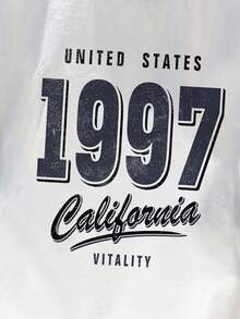 Manfinity Joysei 男士字母印花圆领短袖休闲百搭T恤 - 黑與白 - 查看 2