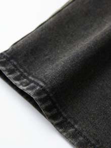 ROMWE MEN Goth 男士夏季休闲时尚街头刺绣十字花卉渐变水洗牛仔短裤 - 鏽棕色 - 查看 3