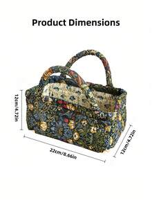 Cirelle Small Floral Print Fabric Storage Bag – Quilted Basket For Scarves, Cosmetics & Travel Toiletries, Compact Organizer For Short Trips & Daily Use, Charming Gift Idea - Multicolor - View 11