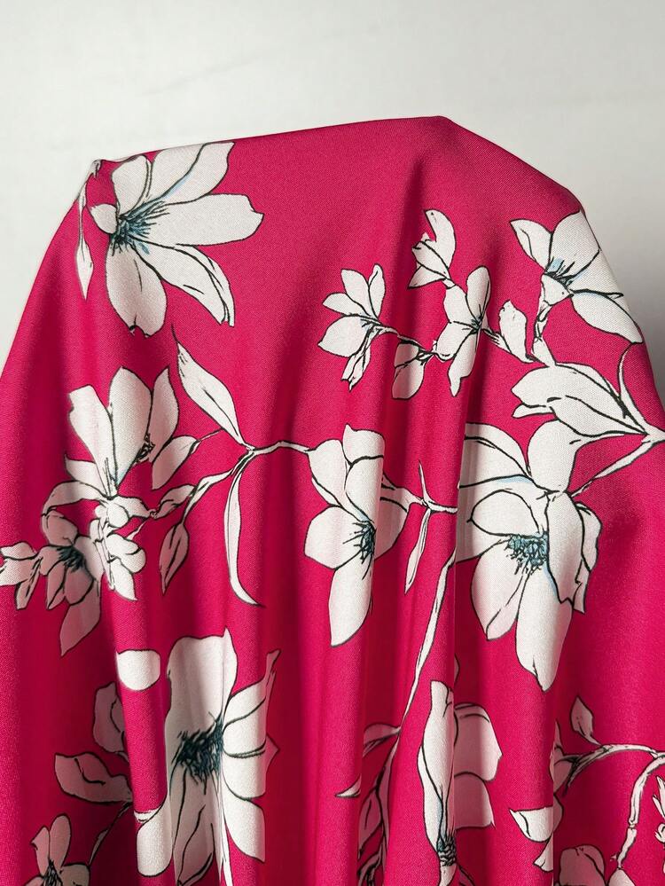 Plus Size Floral Print Shirt And Pants 2 Pieces Set, Casual Holiday Outfit,Flower/Summer/Spring/Vacation Pink Floral Maxi Dress Vacation Outfits Women Holiday Outfits For Women Beach Vacation Outfits For Women