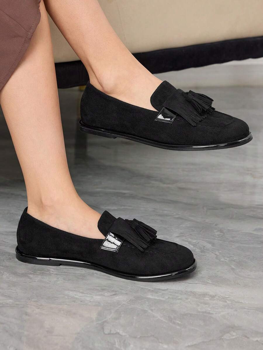 Sleekvia 女士时尚百搭休闲简约平底鞋 - 靜夜黑色 - 查看 1