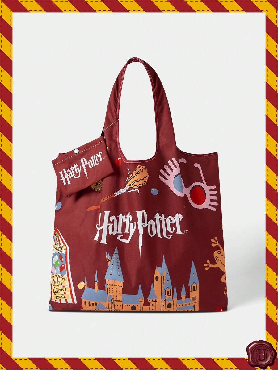 HARRY POTTER X SHEIN 单件装，Dark House Candy Eyes Toad 爱心手提包，可折叠，女士款 - 多色A - 查看 1