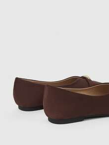 Sleekvia Women's Pointed Toe Flat Coffee Suede Comfortable Soft Sole Strap Metal Buckle Slip-On Casual Commute Shoes Valentine's Day - Coffee Brown - View 8