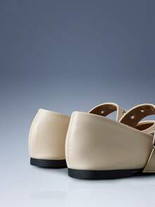 CUCCOO GRLICON Women's Rivet Decor Buckle Pointed Toe Shoes Valentine's Day - Apricot - View 3
