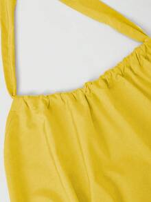 Rometta 大码夏季纯色挂脖露背黄色连衣裙 - 黃色 - 查看 3