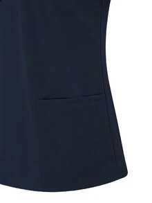 TaskEZ Solid Color Short Sleeve Double Pocket Scrub Uniform Top - Navy Blue - View 3