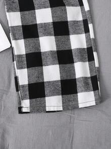 SHEIN 少女简约蕾丝边可调节吊带背心和格子裤休闲睡衣套装，2件套，法式优雅风格