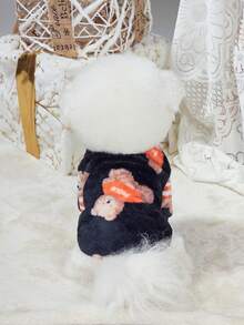 PETSIN 1 Pc Flannel Pet Black Bear Patterned War Sweatshirt - Black - View 8