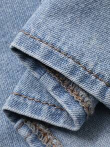 DAZY Women's V-Neck Sleeveless Open Front Fitted Cropped Casual Denim Top - Light Wash - View 6