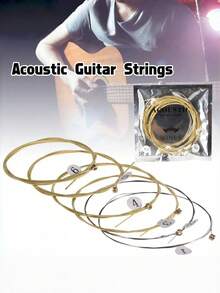 Folk Acoustic Guitar Strings Brass Hexagon Steel Core Set For Classic Replacement Music Instrument Accessories - Gold - View 1