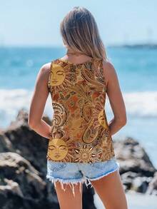 Sylviya Casual Minimalist Floral Pattern Women Tank Top, Suitable For Summer - Multicolor - View 2